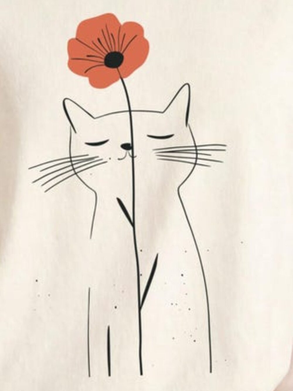 Minimalist Cat Flower Shirt Cute Cat Lover Gift for Her Floral Line Art Tee - Picture 2 of 4